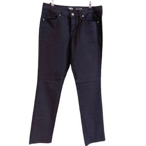Mossimo jet black mid-rise straight leg super stretch jeans. Size 12L.